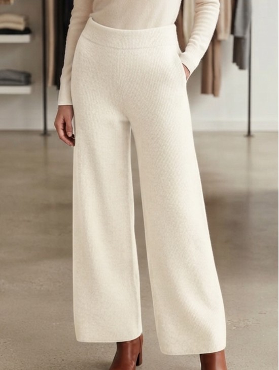 Solid Color Knitted Hooded Sweater and Pants Set Solid Color Knitted Hooded Sweater and Pants Set
